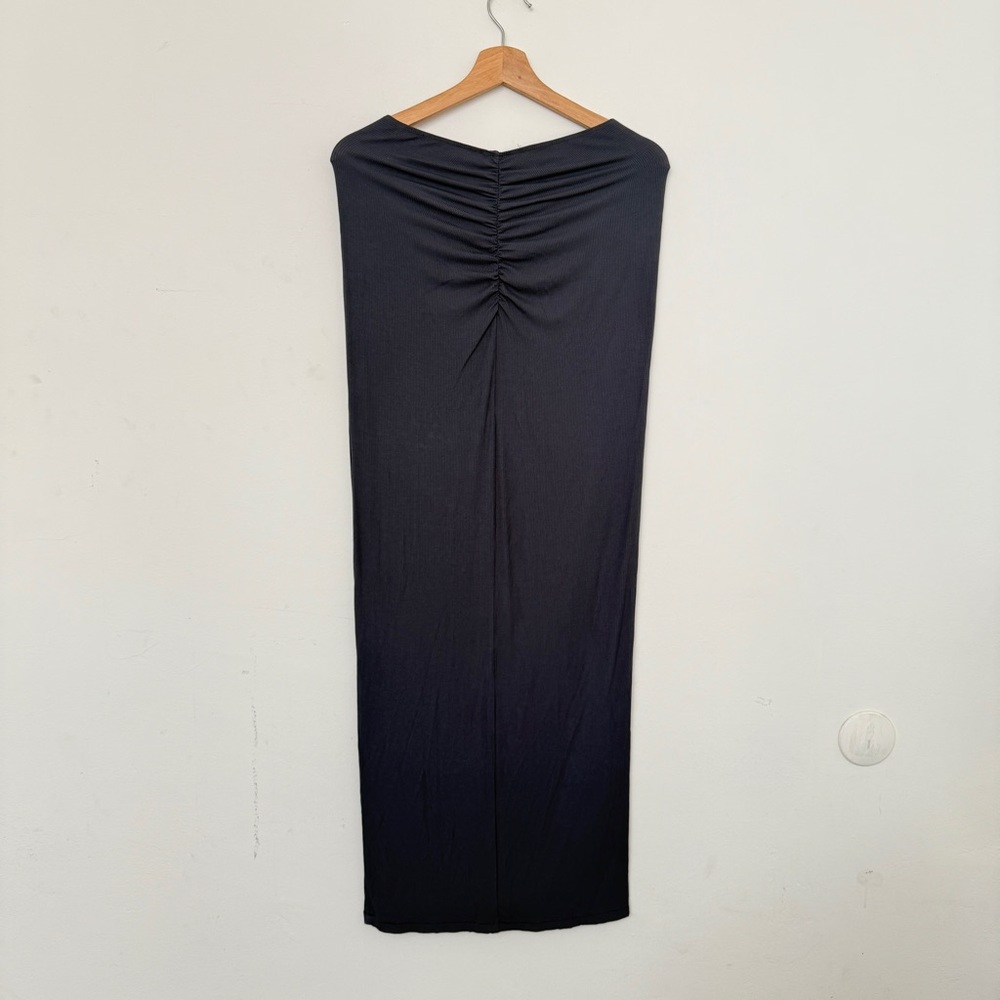 Skims Soft Lounge Ruched-front Long Skirt In Graphite - Picture 12 of 13